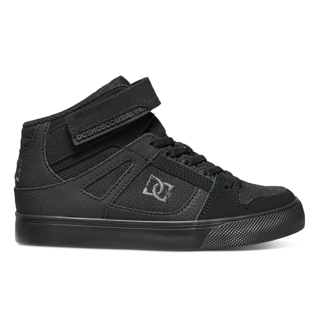Pure High Elastic Lace High-Top Shoes - Black/Black/Black