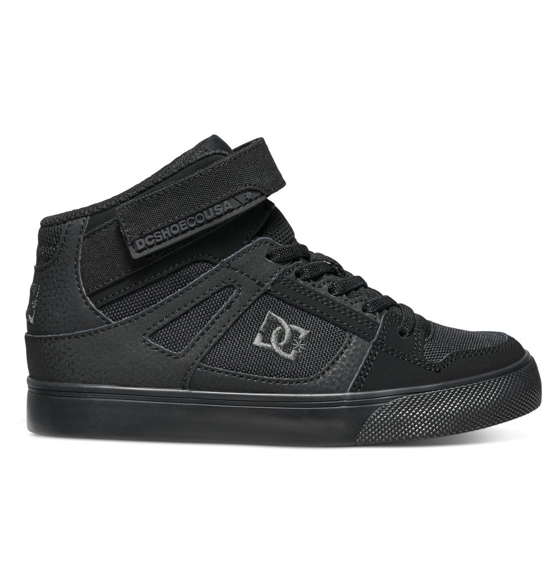 Pure High Elastic Lace High-Top Shoes - Black/Black/Black