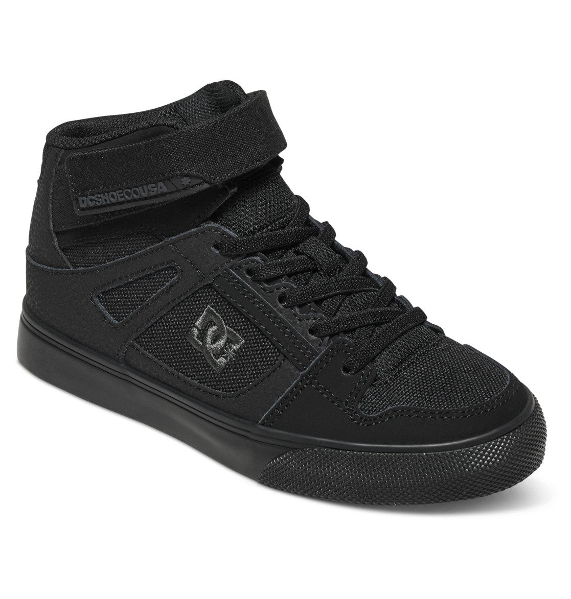 Pure High Elastic Lace High-Top Shoes - Black/Black/Black