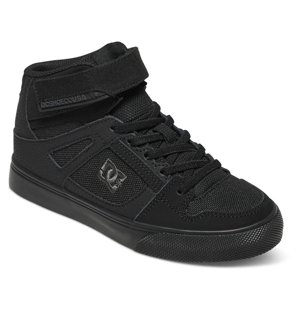 Pure High Elastic Lace High-Top Shoes - Black/Black/Black