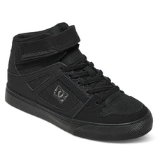 Pure High Elastic Lace High-Top Shoes - Black/Black/Black