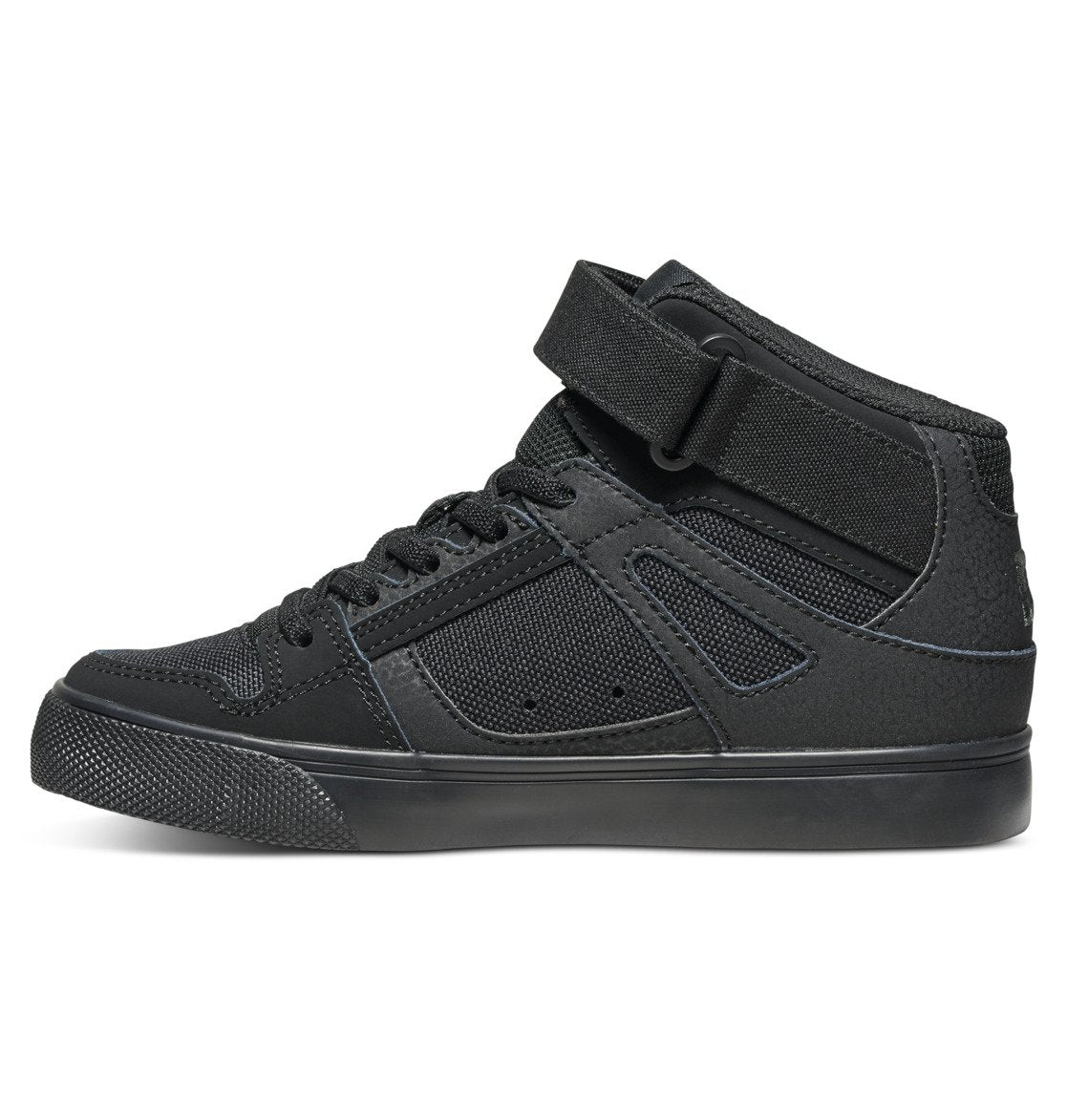 Pure High Elastic Lace High-Top Shoes - Black/Black/Black