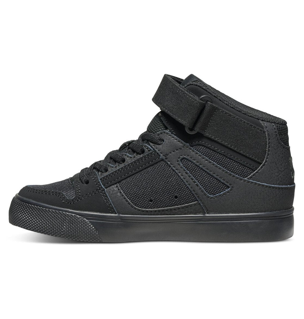 Pure High Elastic Lace High-Top Shoes - Black/Black/Black