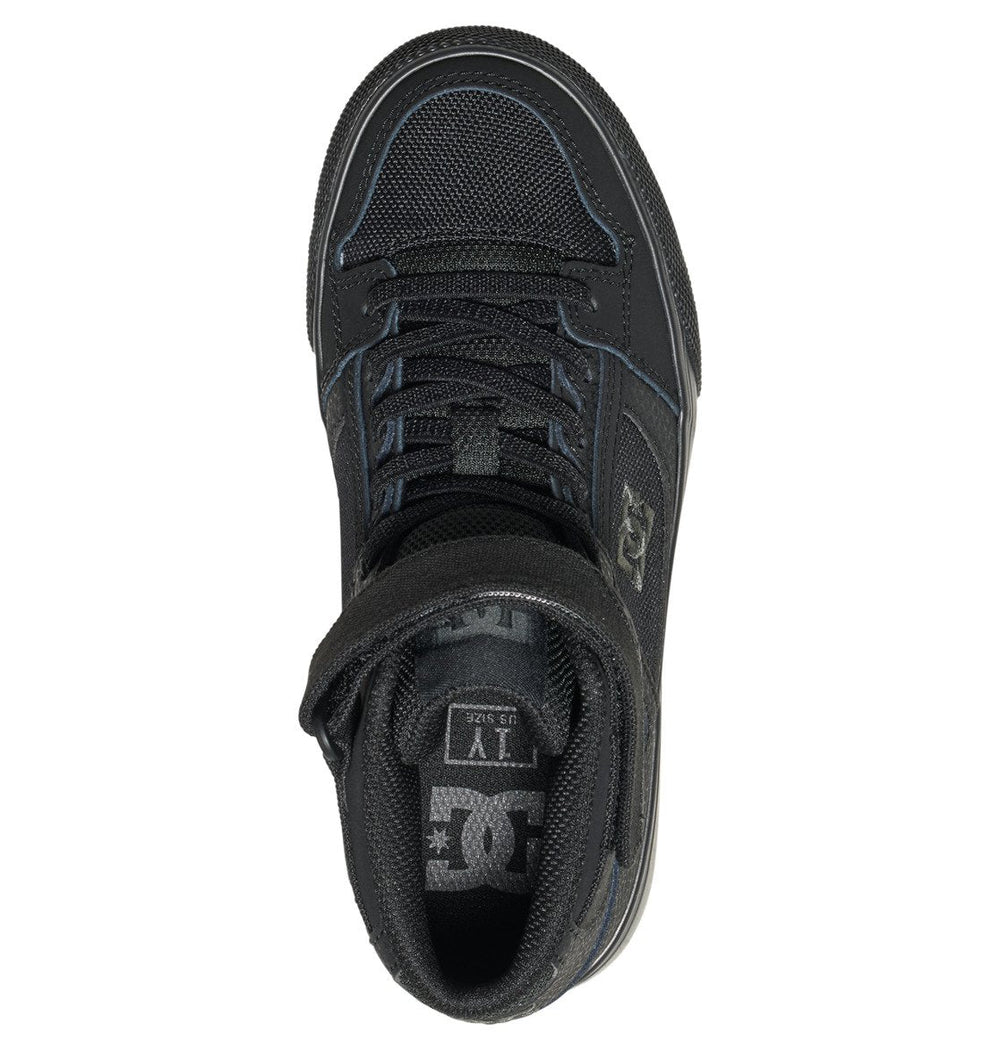Pure High Elastic Lace High-Top Shoes - Black/Black/Black