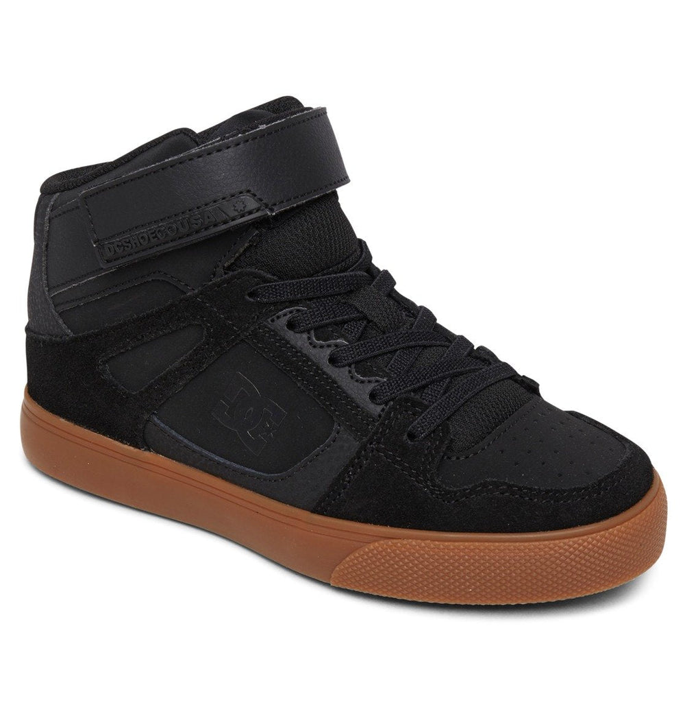 Pure High Elastic Lace High-Top Shoes - Black/Gum
