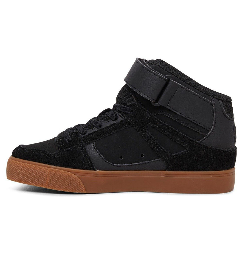 Pure High Elastic Lace High-Top Shoes - Black/Gum