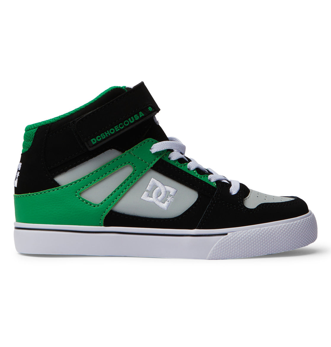 Pure High Elastic Lace High-Top Shoes - Black/Kelly Green