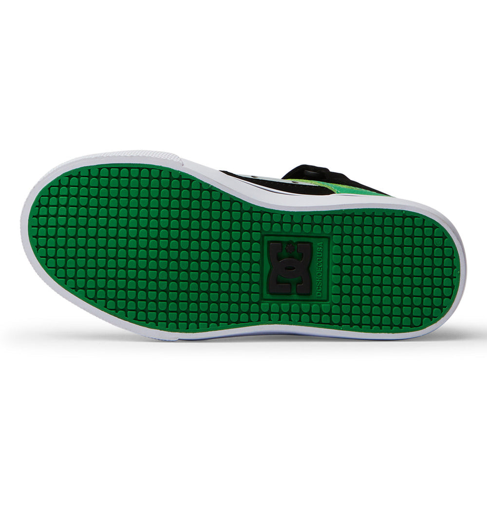 Pure High Elastic Lace High-Top Shoes - Black/Kelly Green