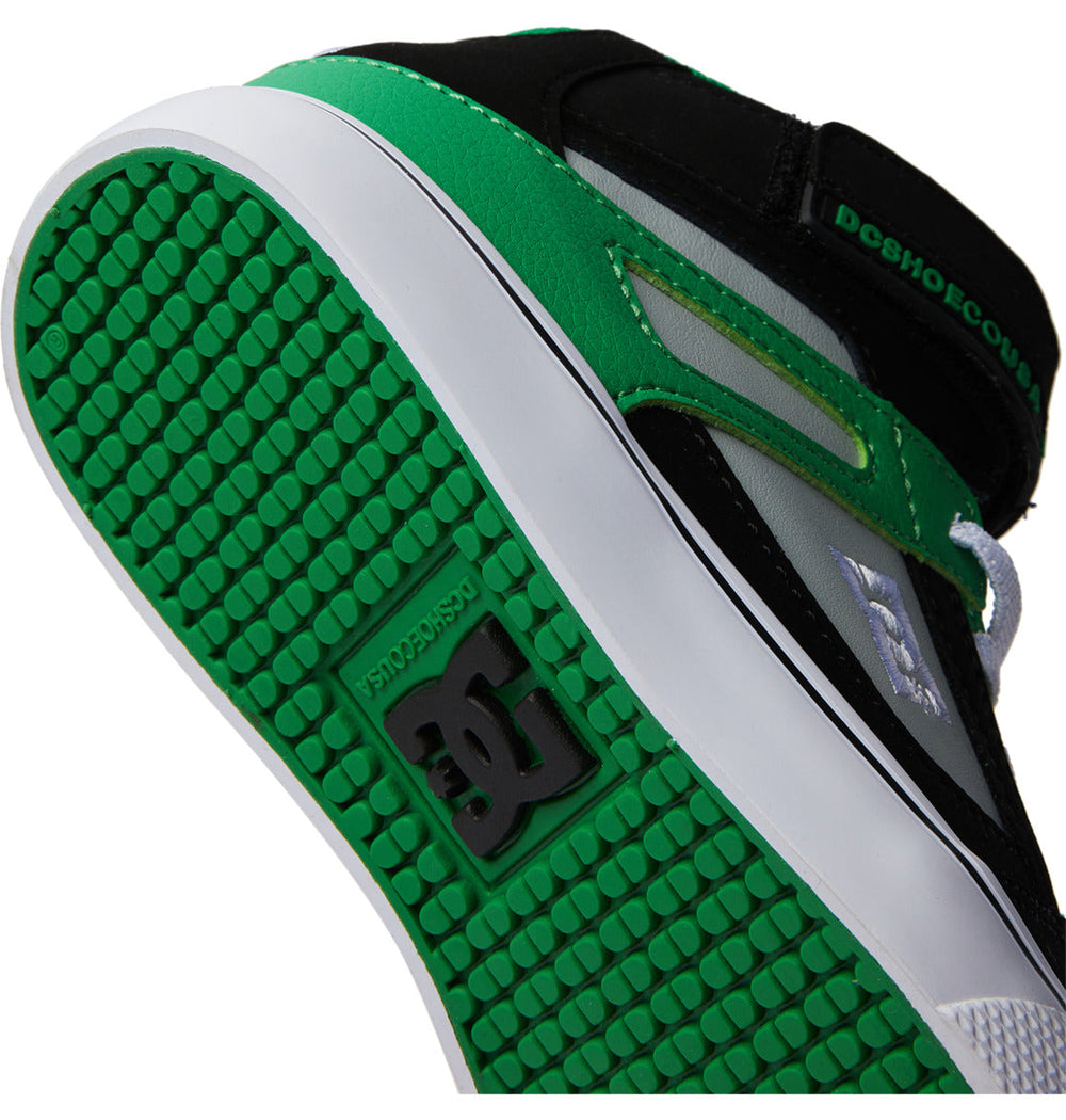 Pure High Elastic Lace High-Top Shoes - Black/Kelly Green