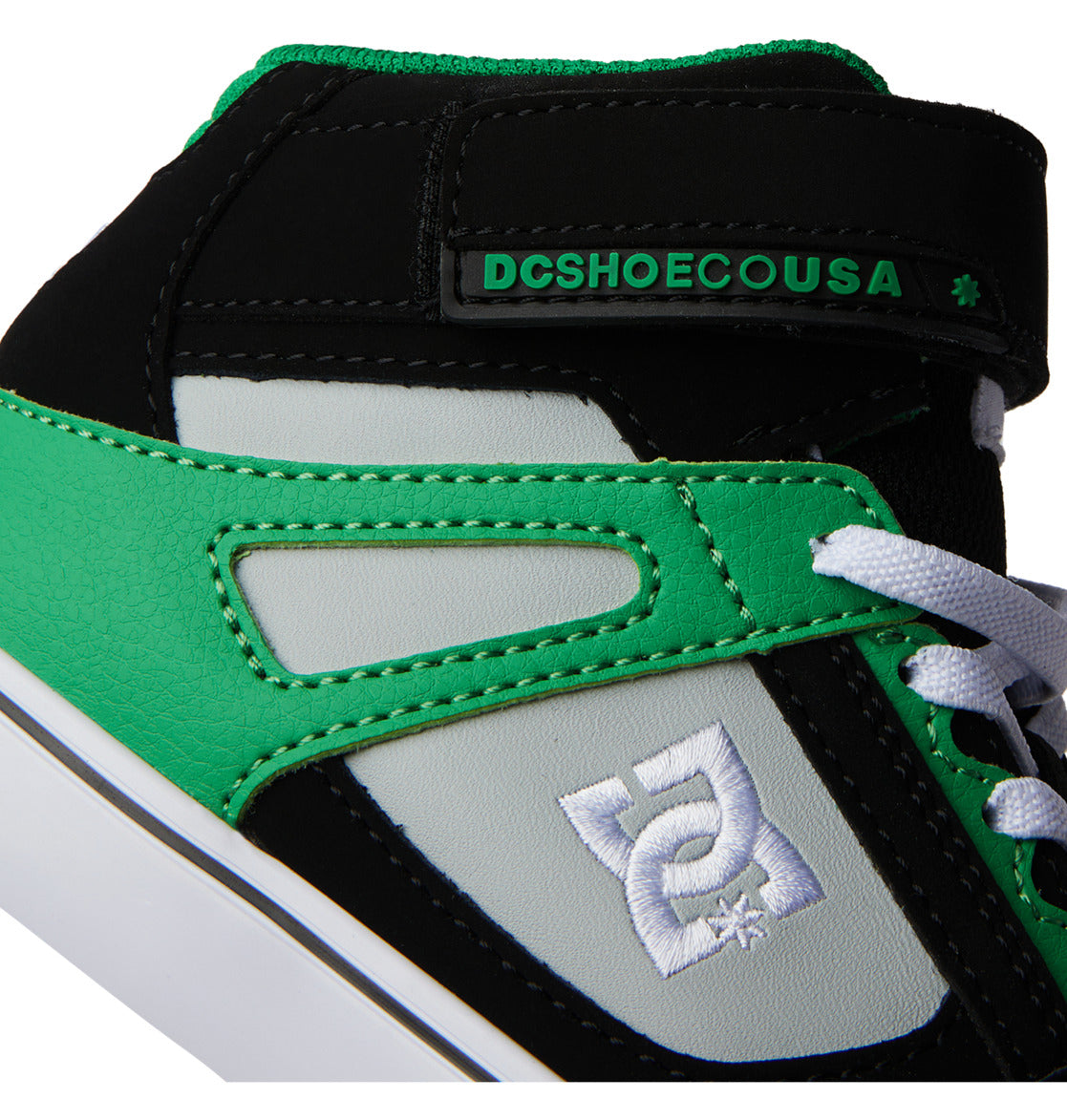 Pure High Elastic Lace High-Top Shoes - Black/Kelly Green