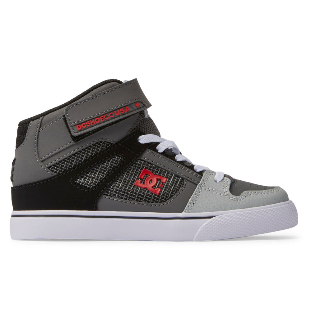 Pure High Elastic Lace High-Top Shoes - Red/Heather Grey