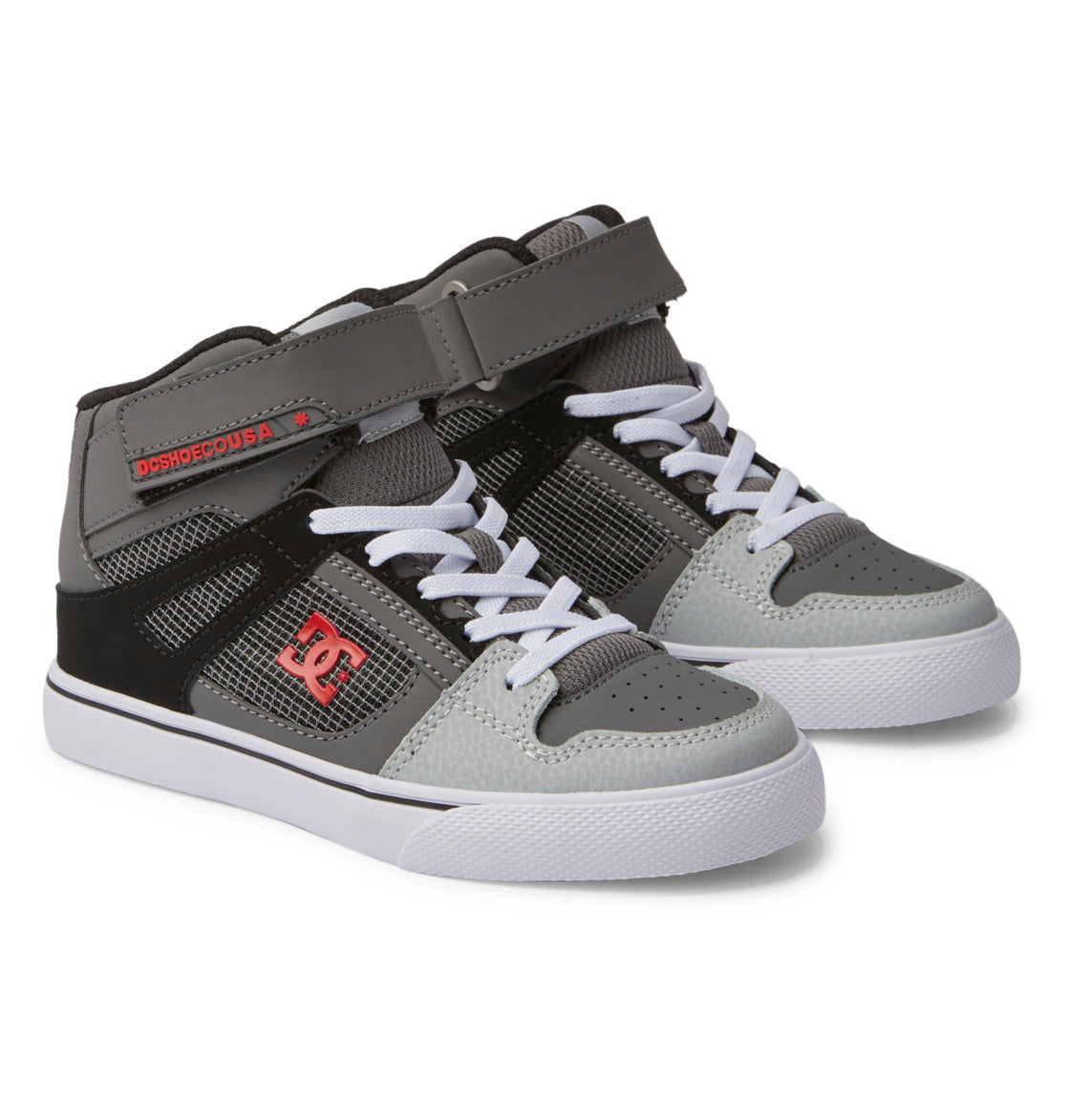Pure High Elastic Lace High-Top Shoes - Red/Heather Grey