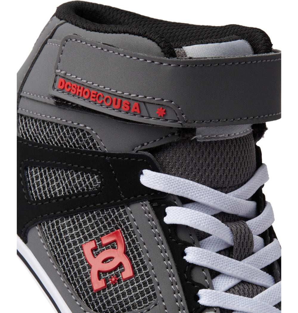 Pure High Elastic Lace High-Top Shoes - Red/Heather Grey