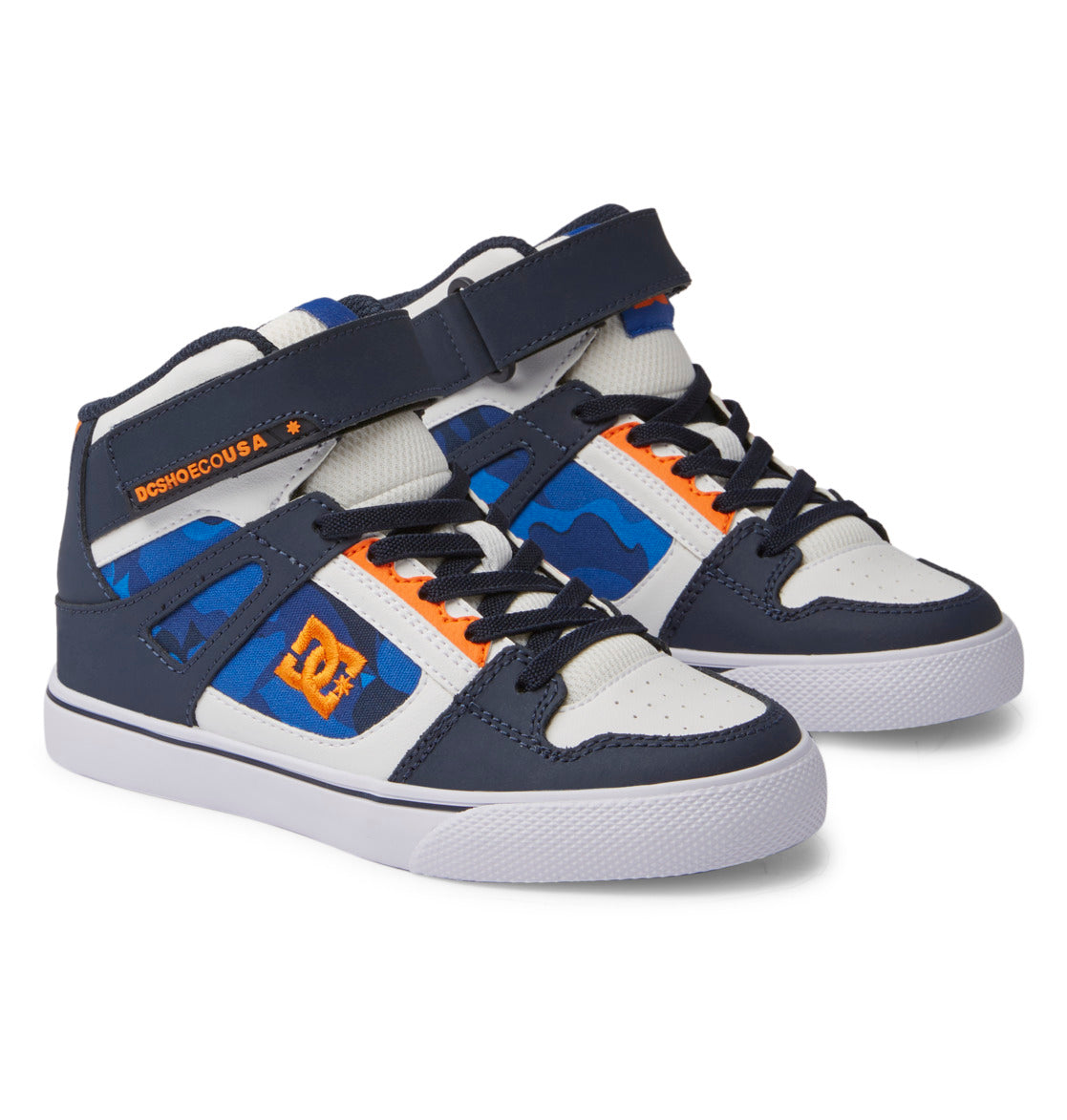Pure High Elastic Lace High-Top Shoes - Shady Blue/Orange