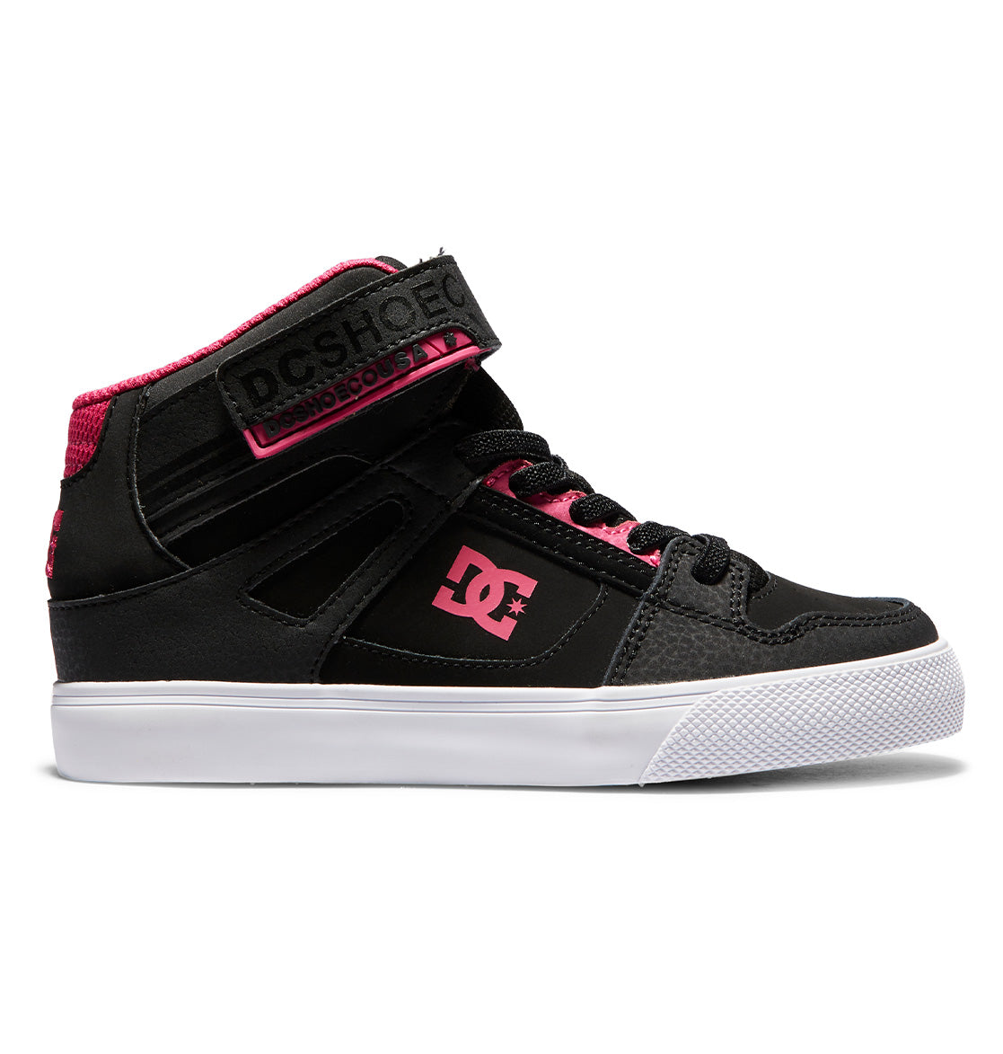 Pure High Elastic Lace High-Top Shoes - Black/Pink/Black