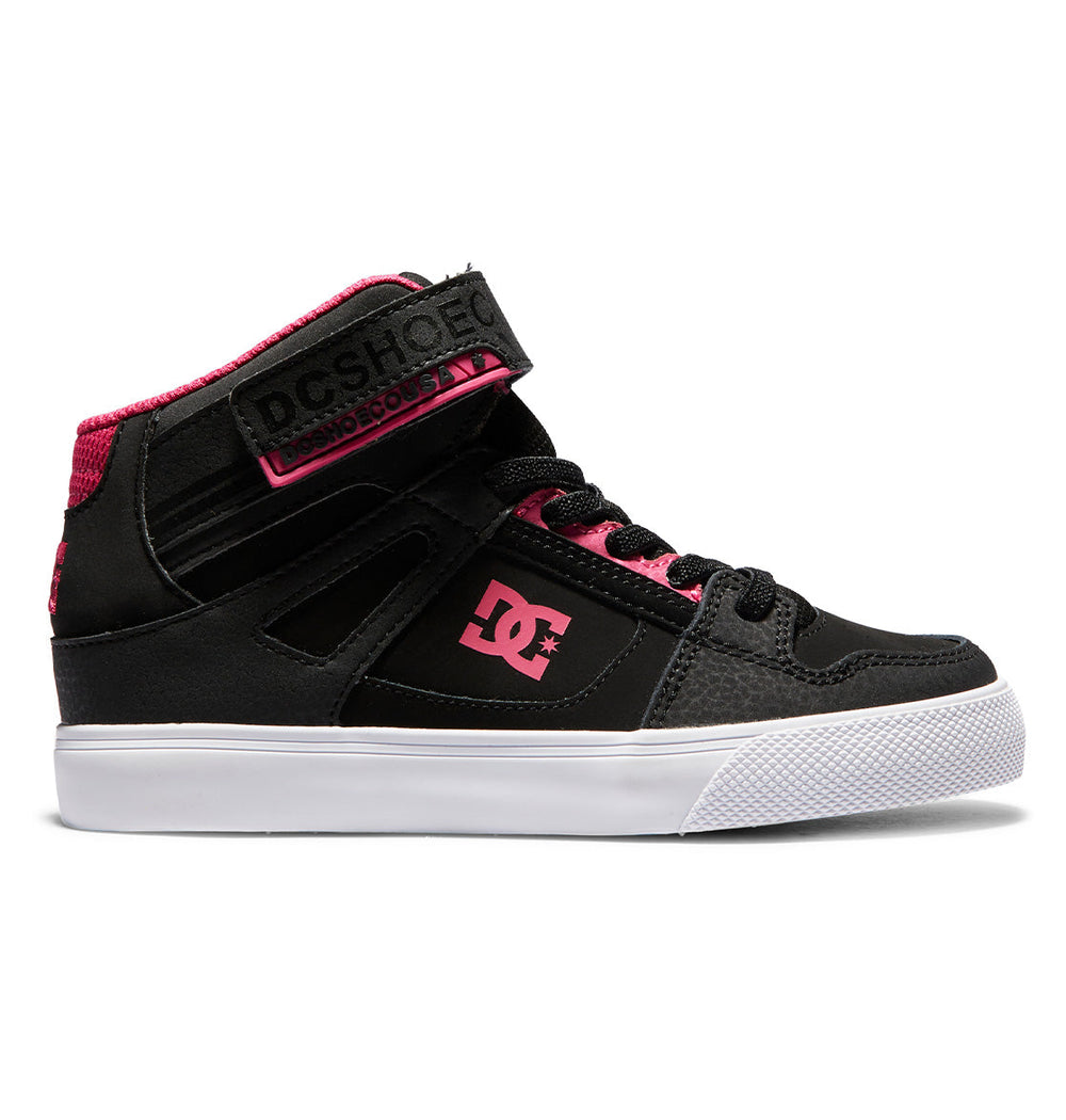 Pure High Elastic Lace High-Top Shoes - Black/Pink/Black
