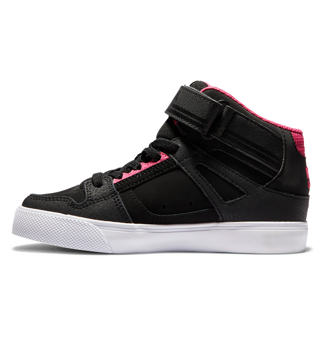 Pure High Elastic Lace High-Top Shoes - Black/Pink/Black