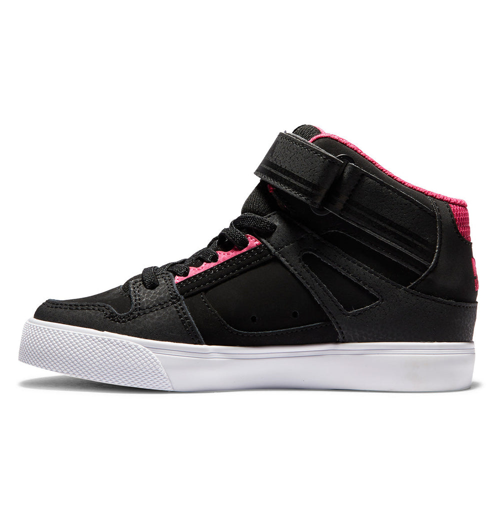 Pure High Elastic Lace High-Top Shoes - Black/Pink/Black