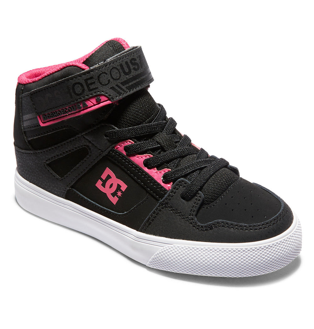 Pure High Elastic Lace High-Top Shoes - Black/Pink/Black