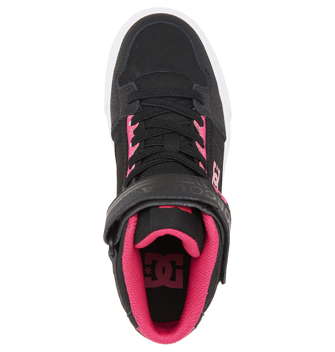 Pure High Elastic Lace High-Top Shoes - Black/Pink/Black