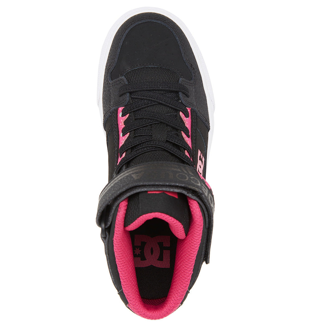 Pure High Elastic Lace High-Top Shoes - Black/Pink/Black