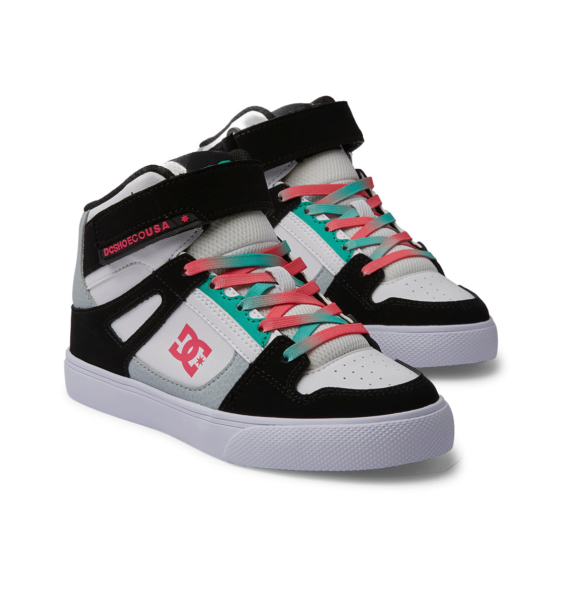 Pure High-Top Elastic Lace High-Top Shoes - Black/Blue/Pink